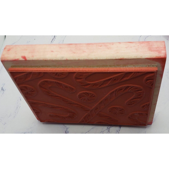 Christmas Holiday Candy Cane Peddlers Pack Background Wood Mounted Rubber Stamp - Picture 3 of 7